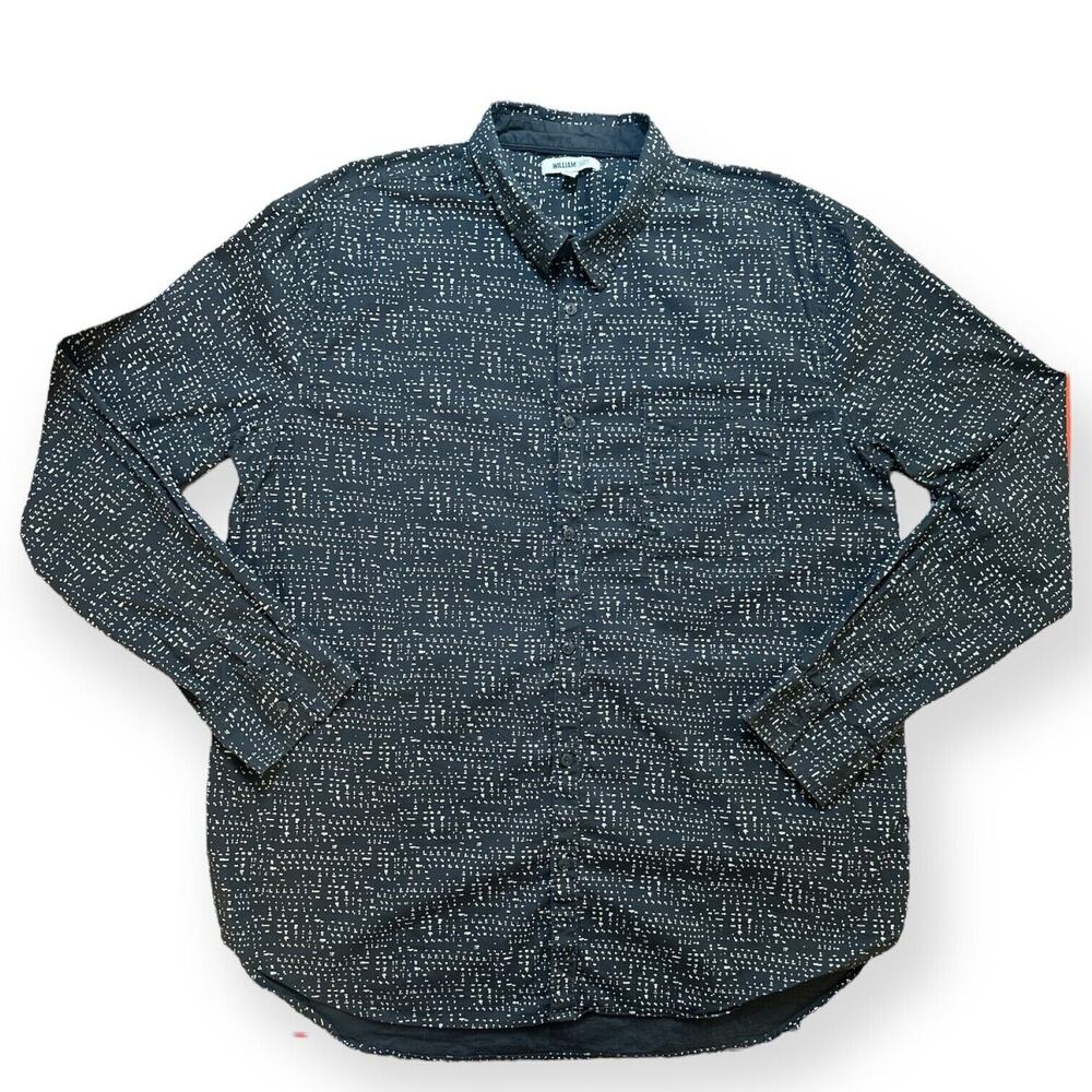 WILLIAM RAST Dotted Print Button Up Classic Fit Shirt Abstract Black XXL Kidcore